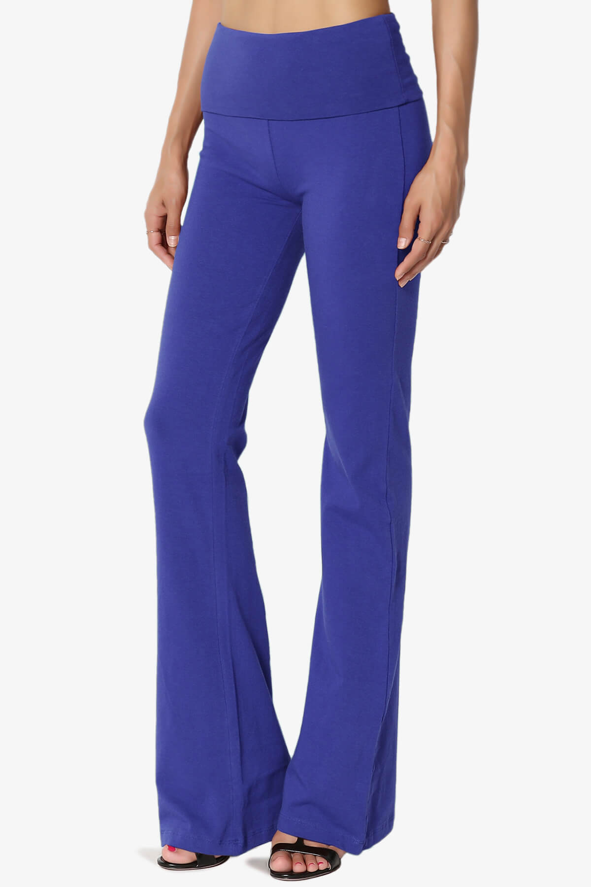 Sara Foldover Waist Yoga Pants BRIGHT BLUE_3
