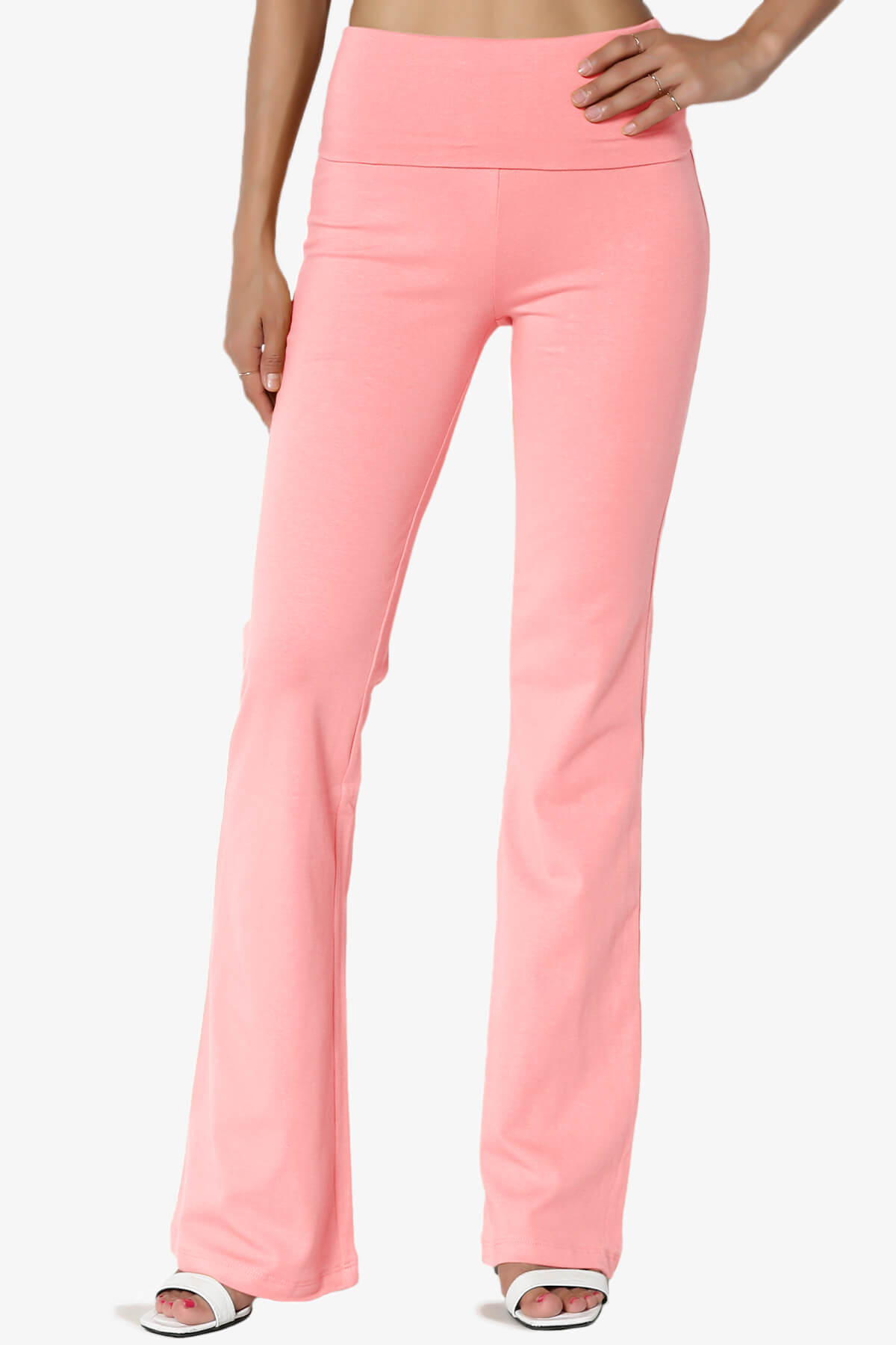Sara Foldover Waist Yoga Pants BRIGHT PINK_1