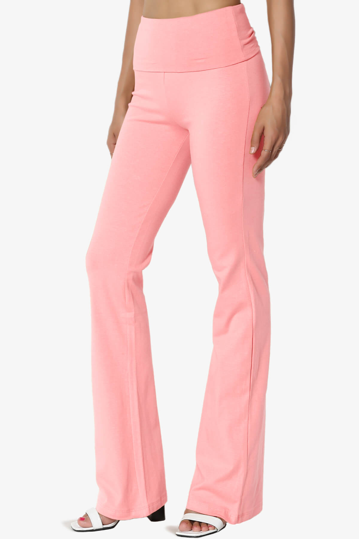 Sara Foldover Waist Yoga Pants BRIGHT PINK_3