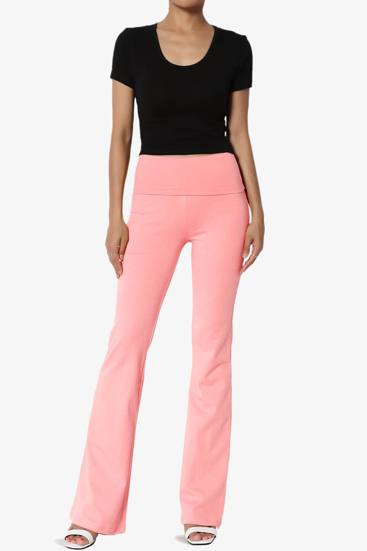 Sara Foldover Waist Yoga Pants BRIGHT PINK_6