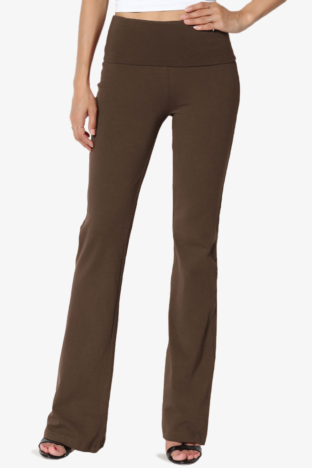 Sara Foldover Waist Yoga Pants BROWN_1