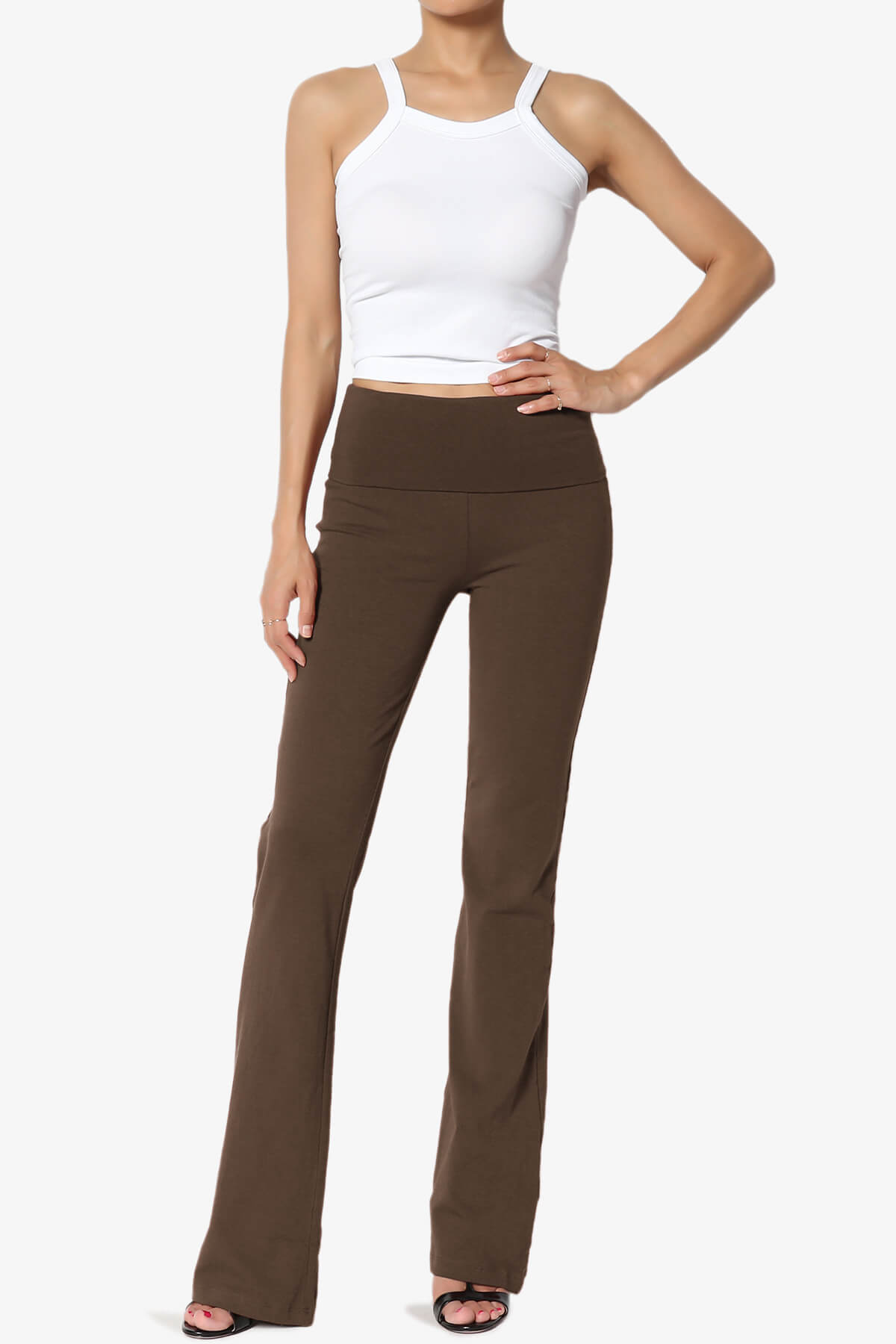 Sara Foldover Waist Yoga Pants BROWN_6
