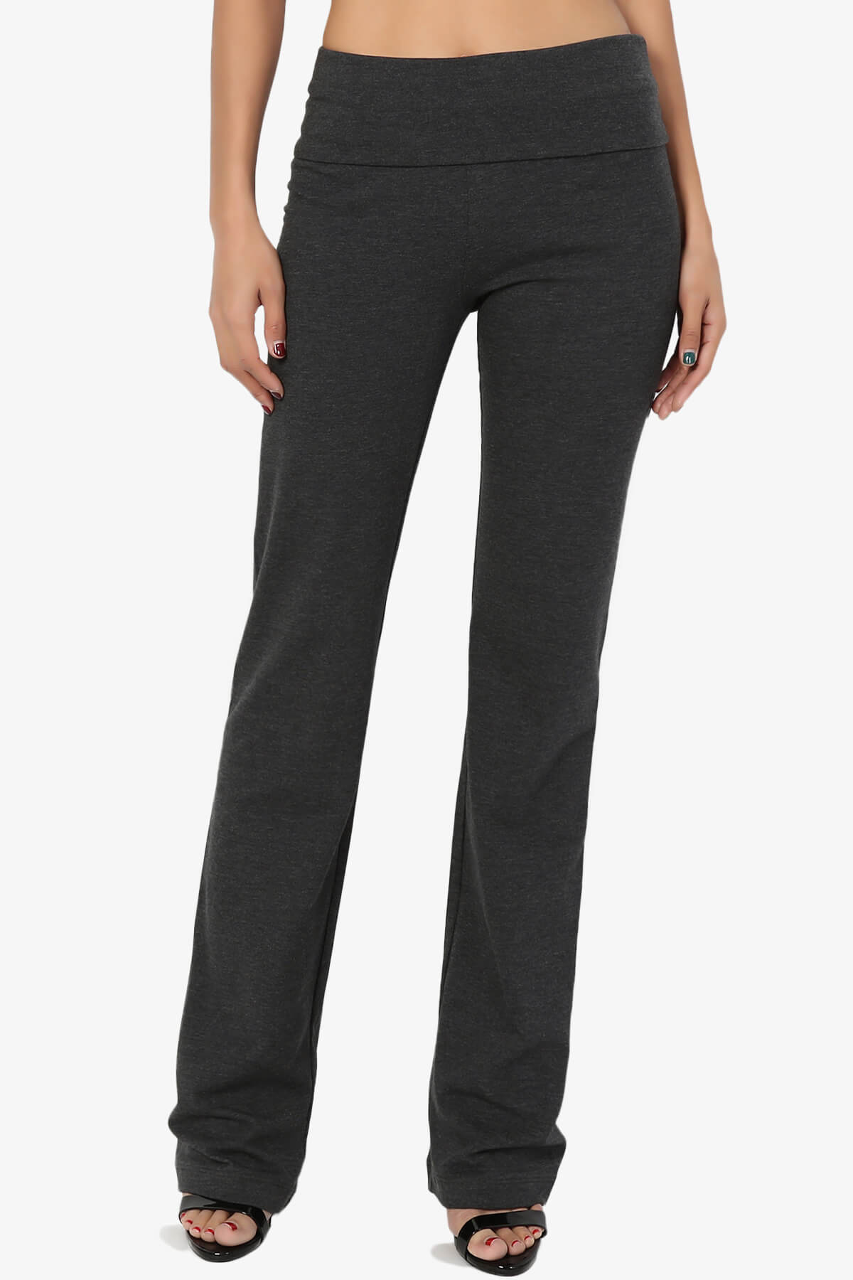 Sara Foldover Waist Yoga Pants CHARCOAL_1