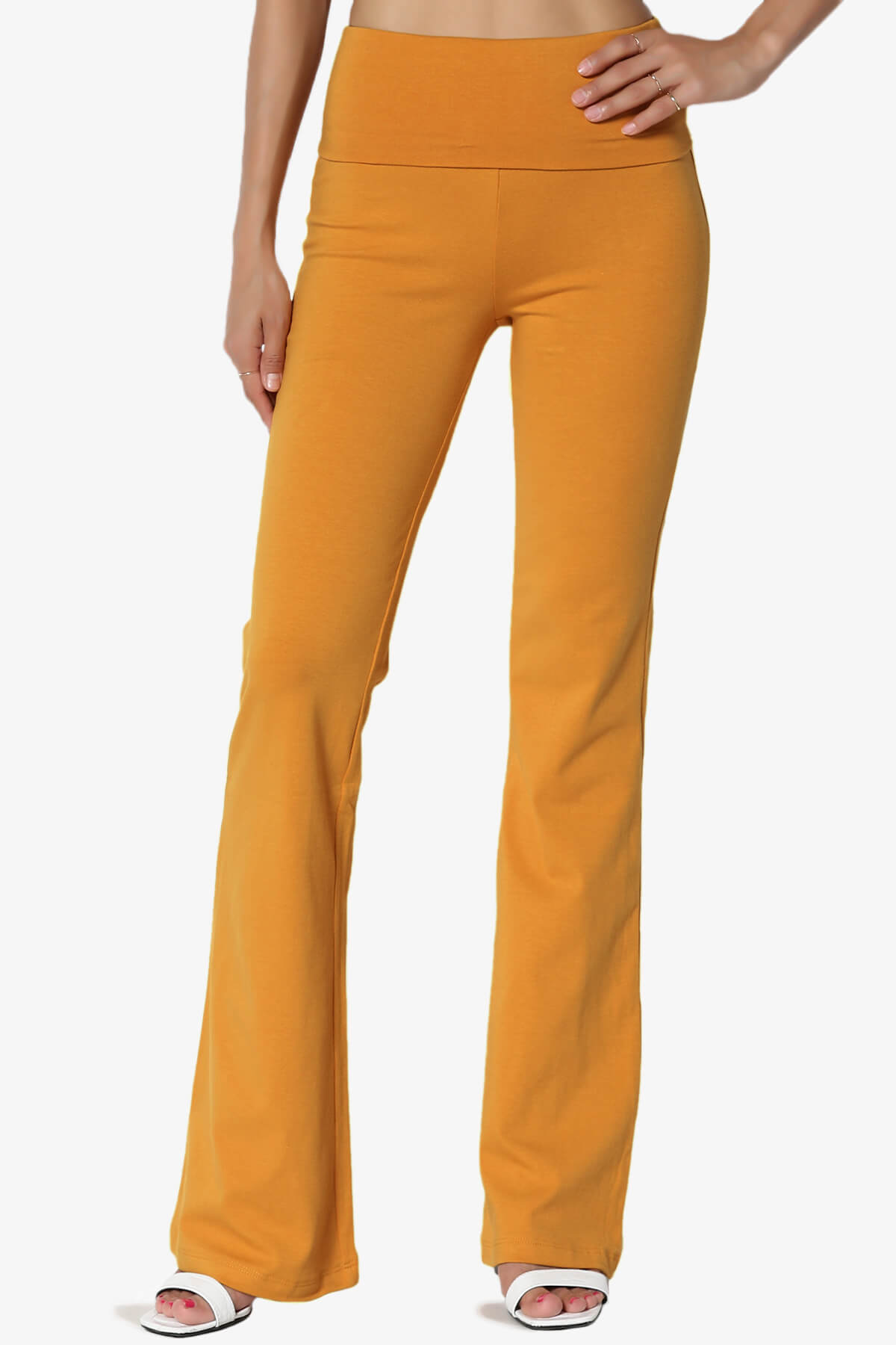 Sara Foldover Waist Yoga Pants D. MUSTARD_1