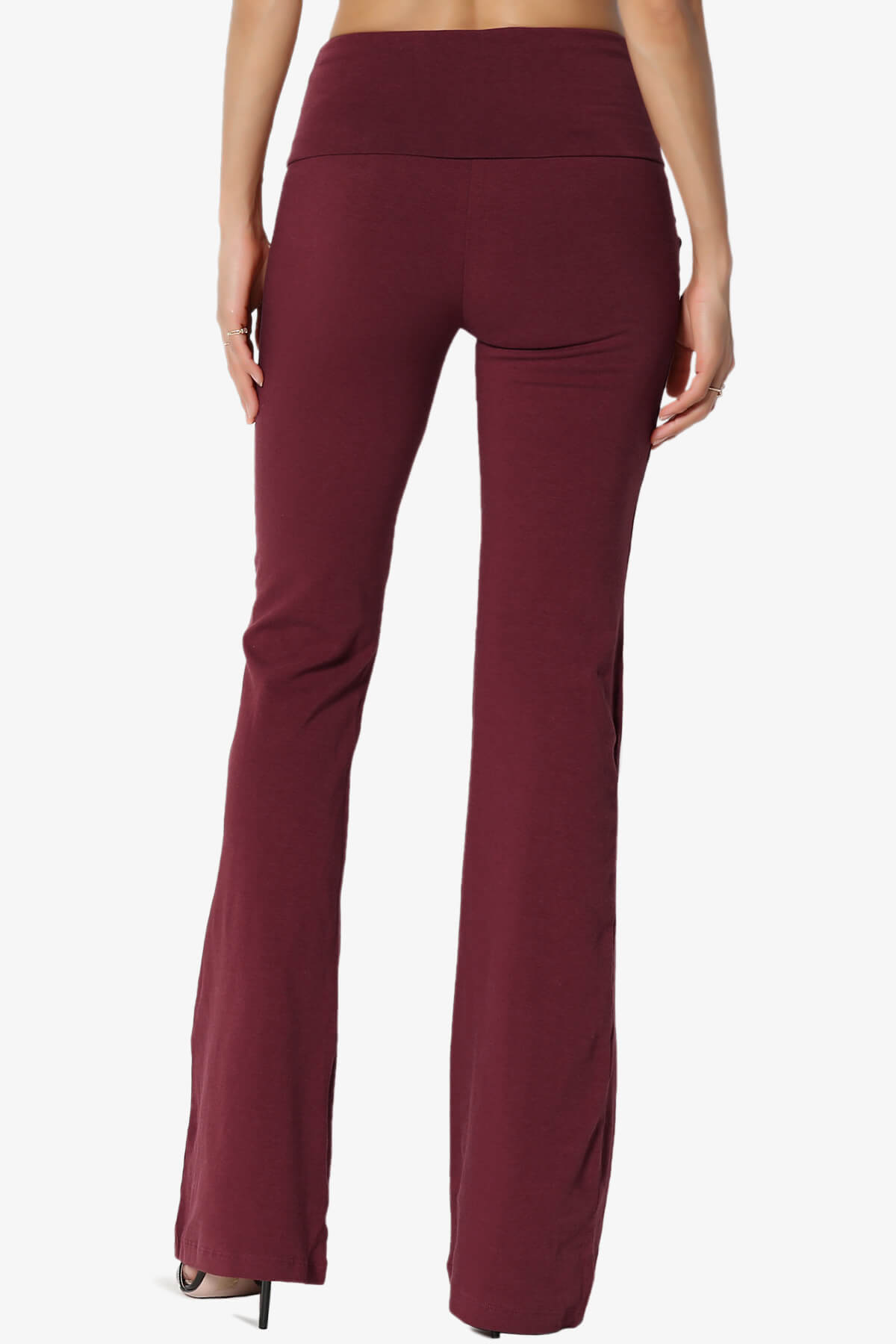 Sara Foldover Waist Yoga Pants DARK BURGUNDY_2