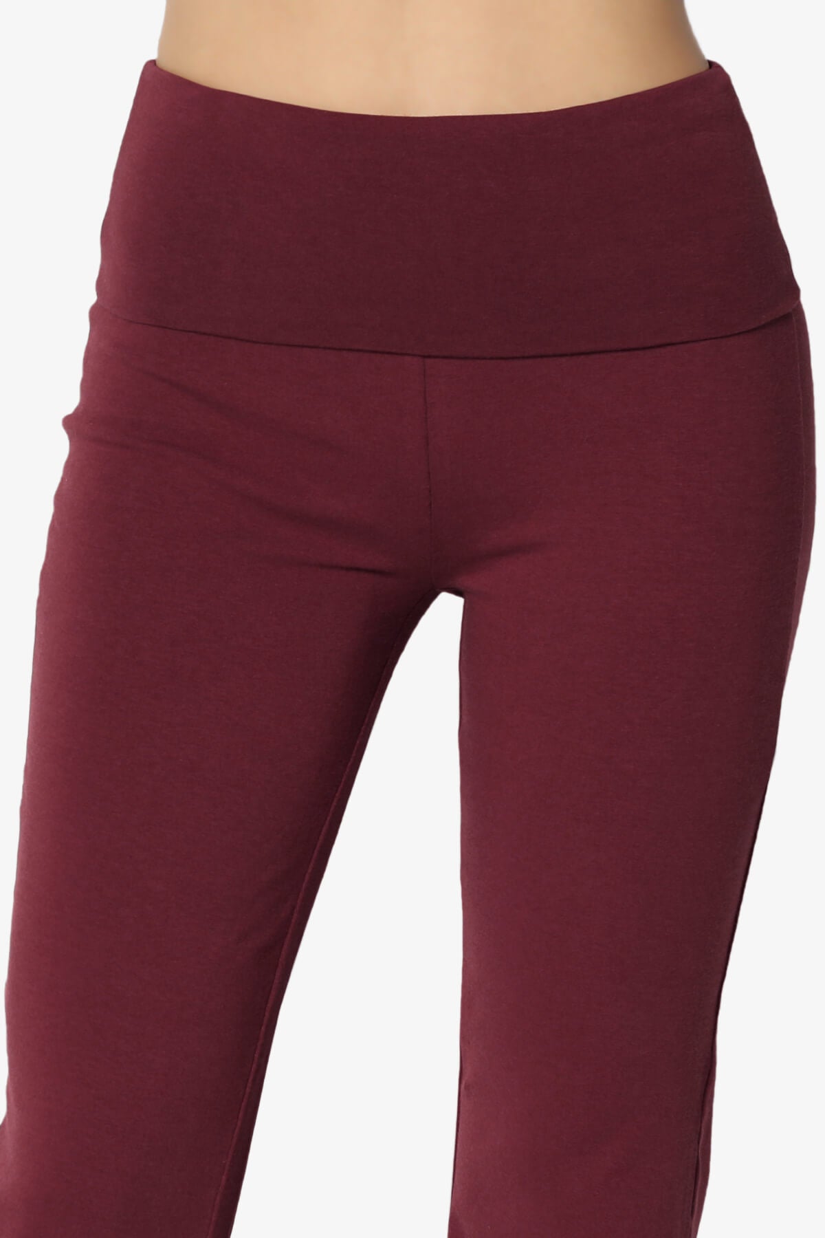 Sara Foldover Waist Yoga Pants DARK BURGUNDY_5