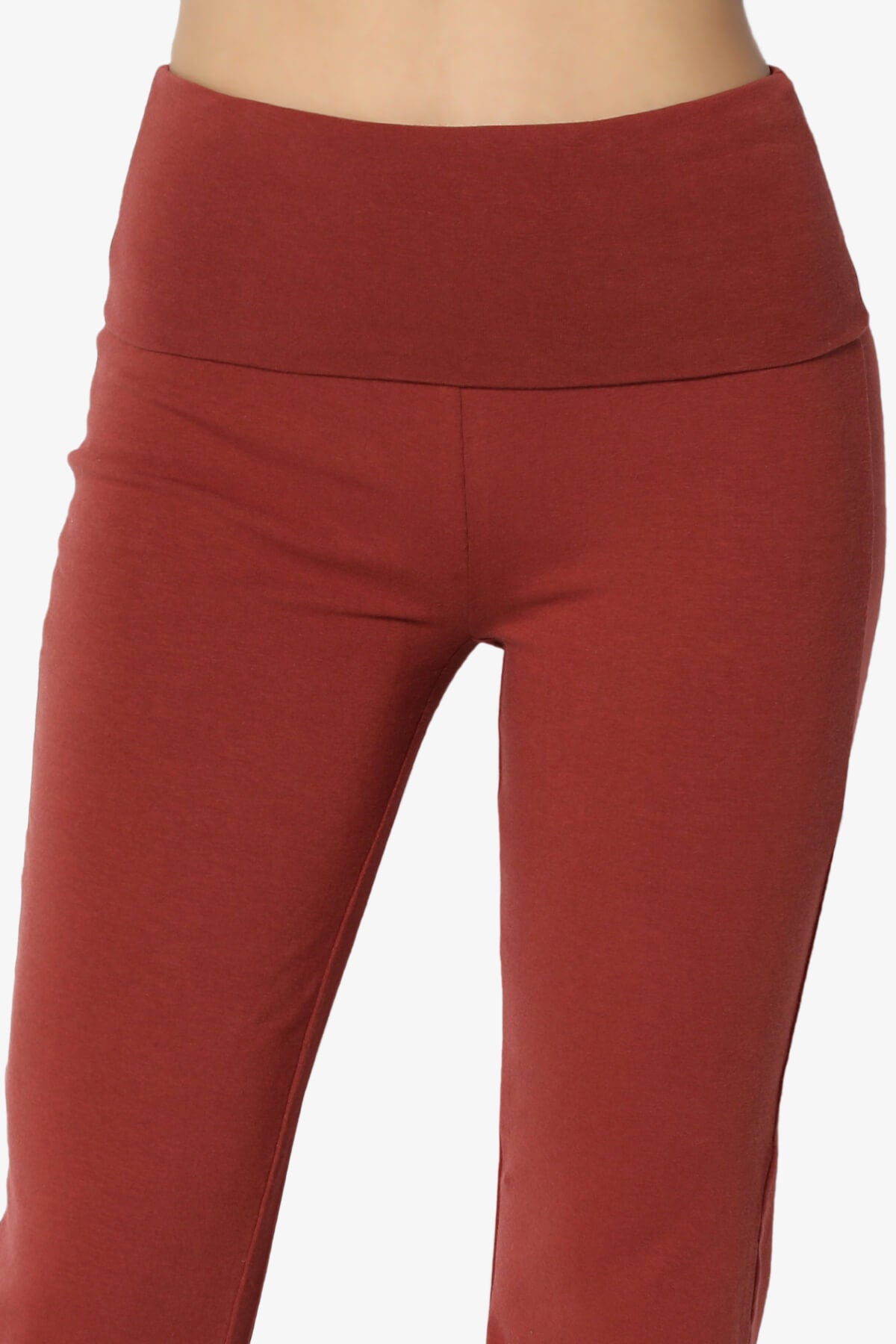 Sara Foldover Waist Yoga Pants DARK RUST_5