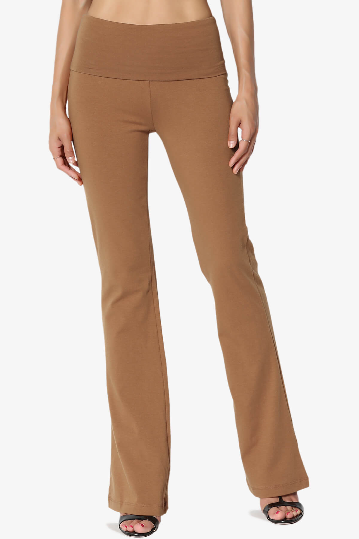 Sara Foldover Waist Yoga Pants DEEP CAMEL_1