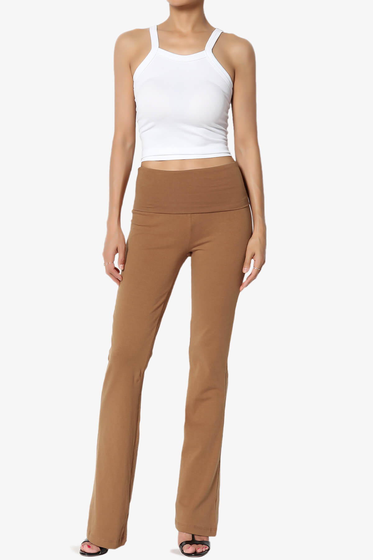 Sara Foldover Waist Yoga Pants DEEP CAMEL_6