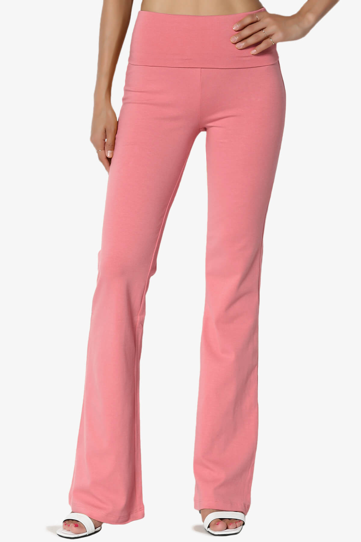 Sara Foldover Waist Yoga Pants DESERT ROSE_1