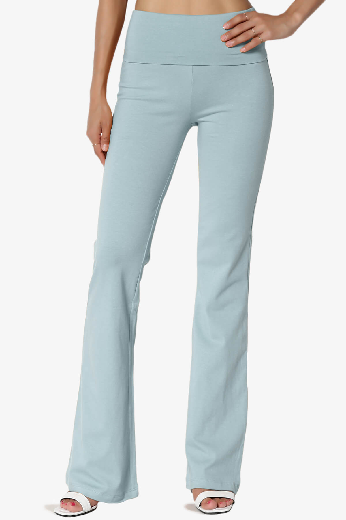 Sara Foldover Waist Yoga Pants DUSTY BLUE_1