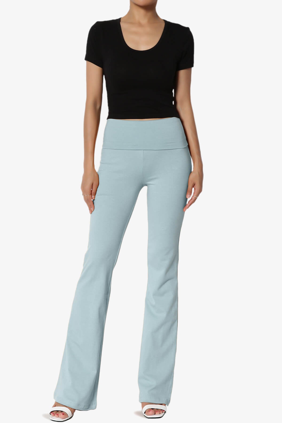 Sara Foldover Waist Yoga Pants DUSTY BLUE_6