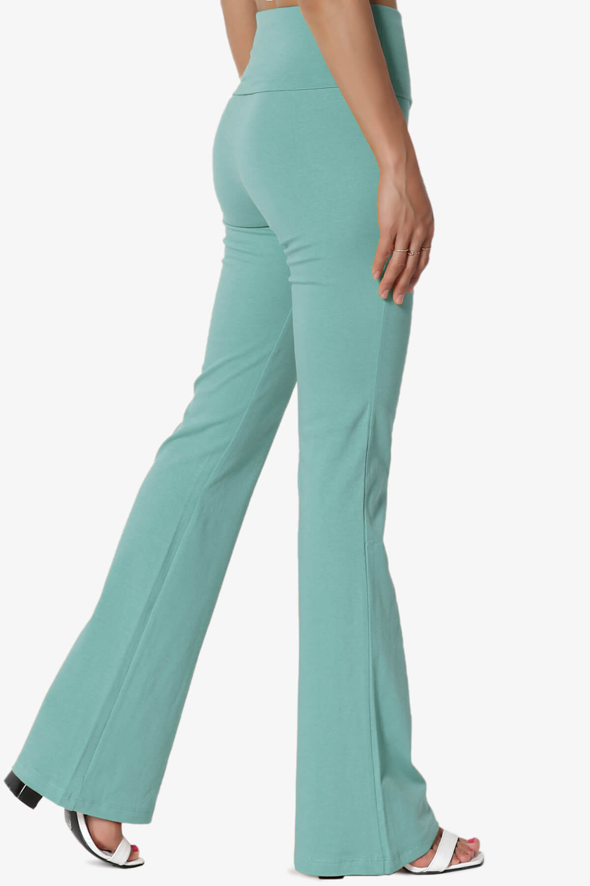Sara Foldover Waist Yoga Pants DUSTY TEAL_4
