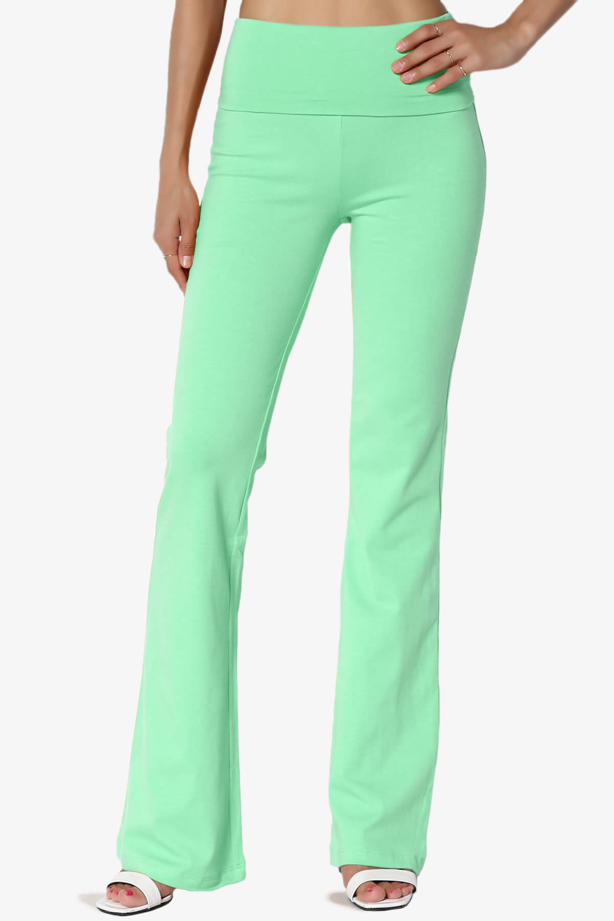 Sara Foldover Waist Yoga Pants GREEN MINT_1