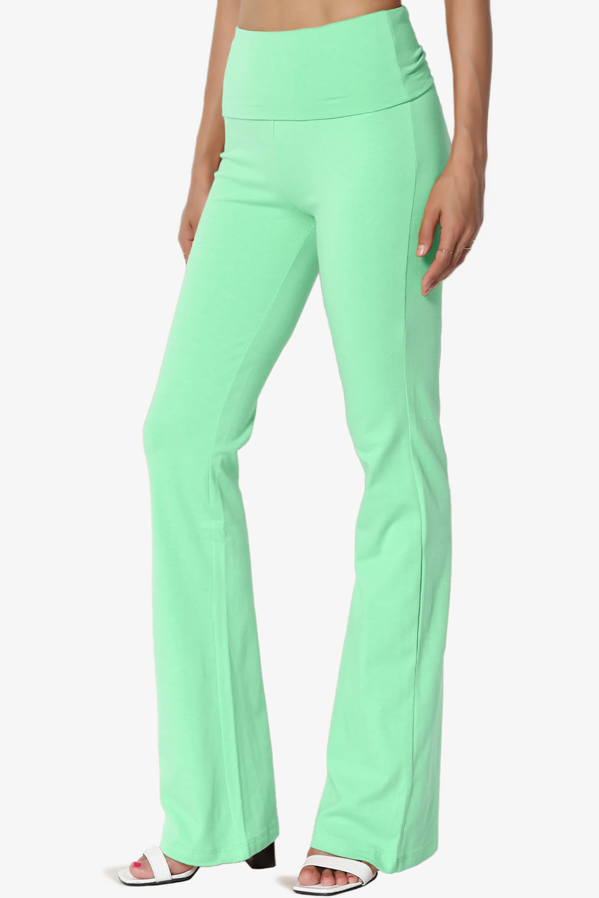 Sara Foldover Waist Yoga Pants GREEN MINT_3