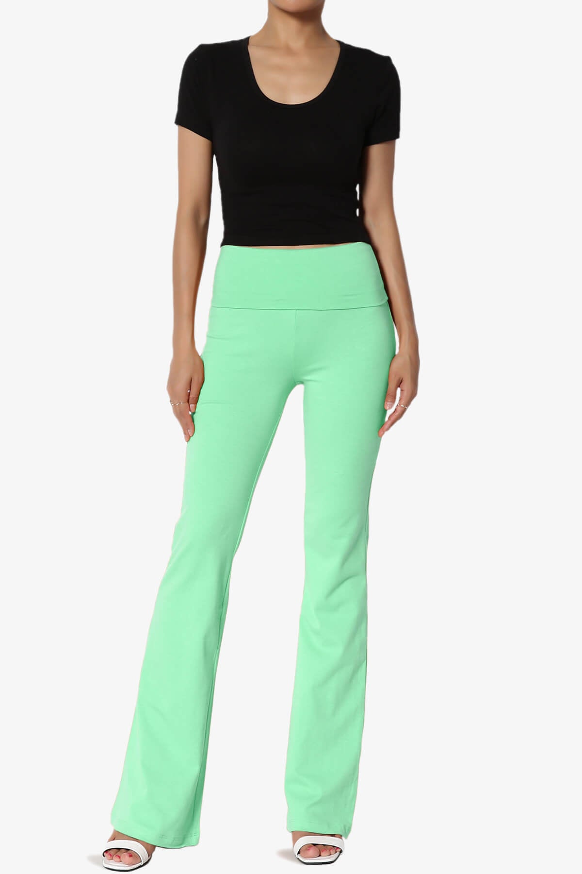 Sara Foldover Waist Yoga Pants GREEN MINT_6