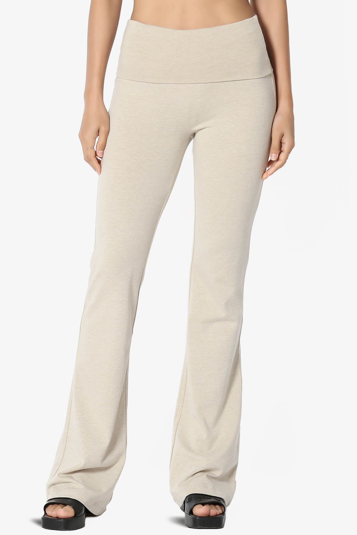 Sara Foldover Waist Yoga Pants HEATHER BEIGE_1