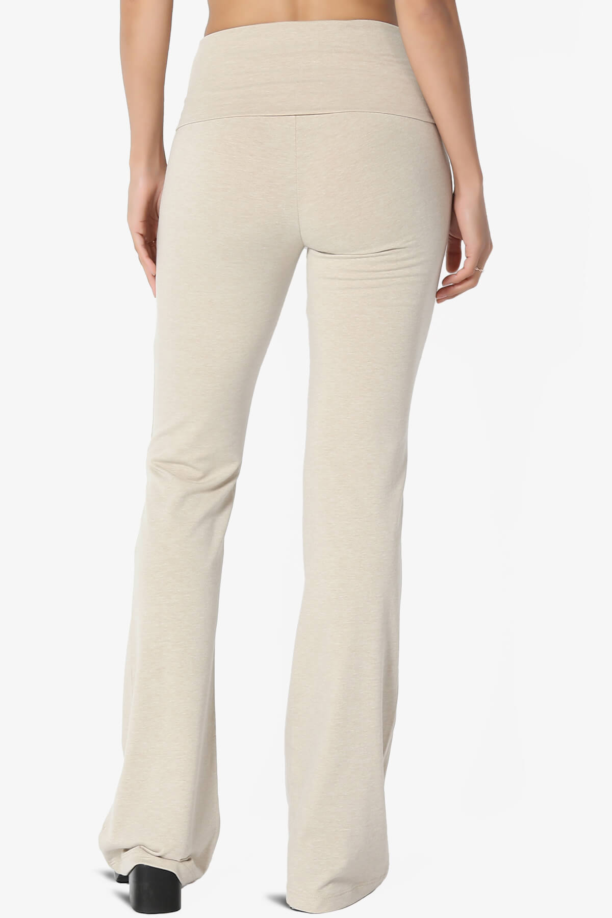 Sara Foldover Waist Yoga Pants HEATHER BEIGE_2