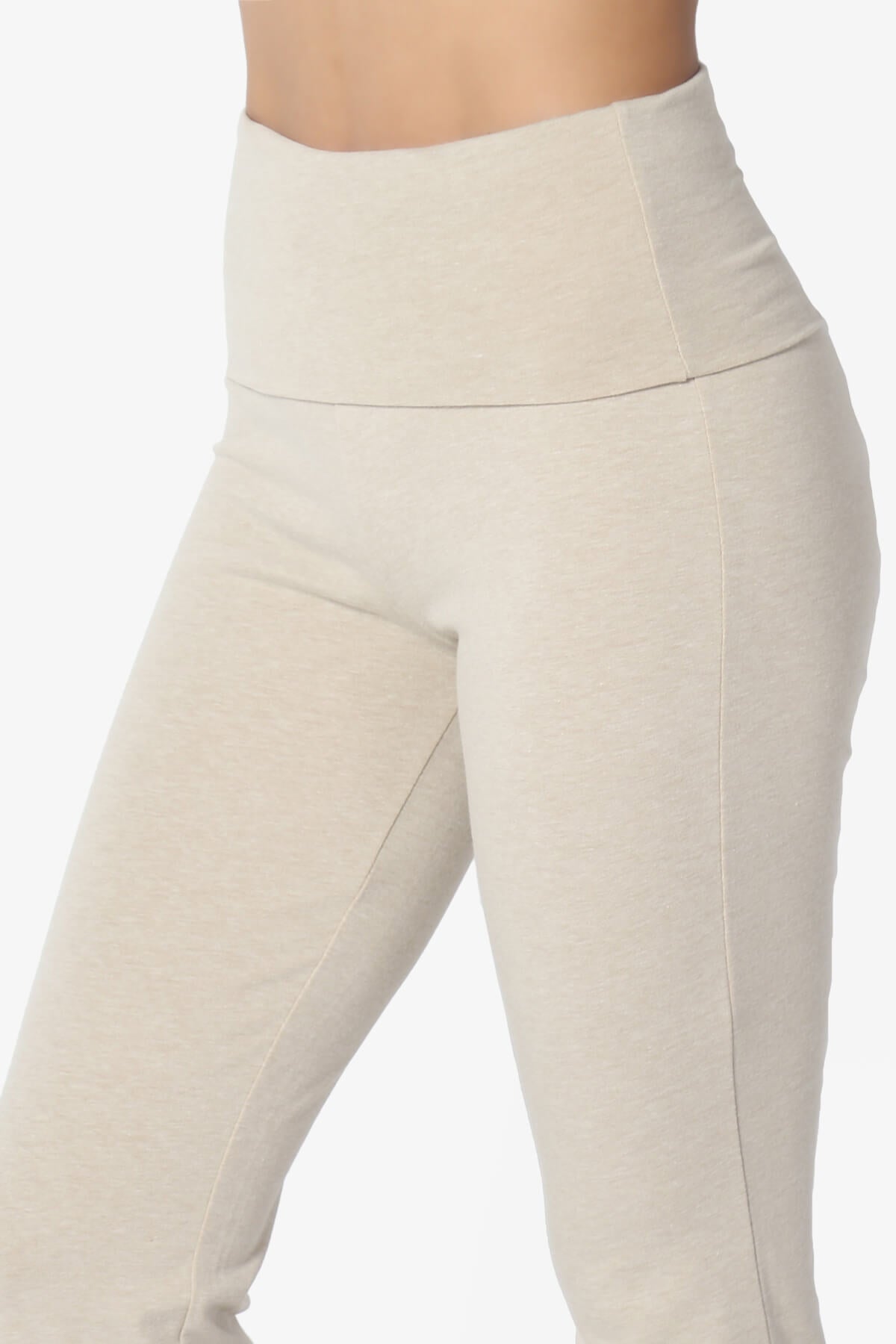 Sara Foldover Waist Yoga Pants HEATHER BEIGE_5
