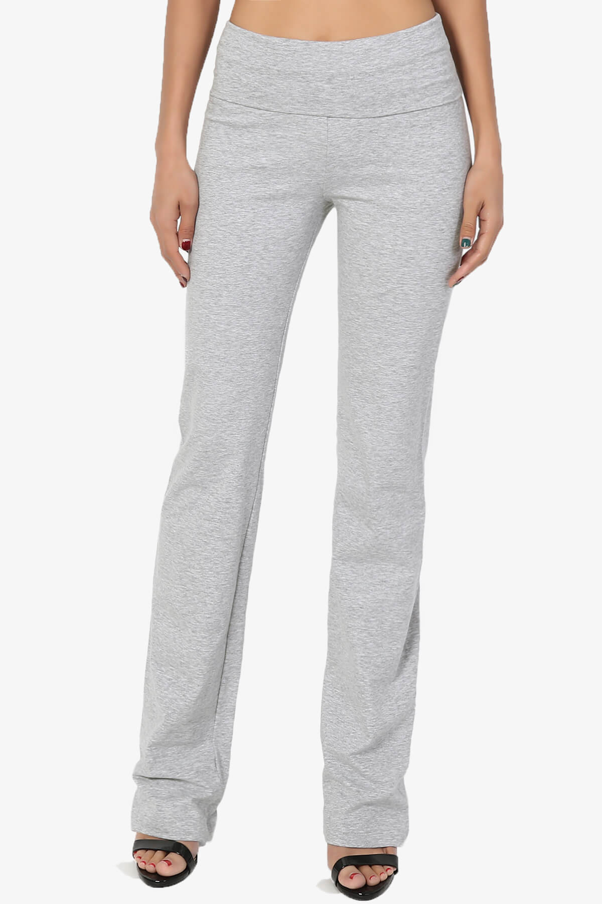 Sara Foldover Waist Yoga Pants HEATHER GREY_1