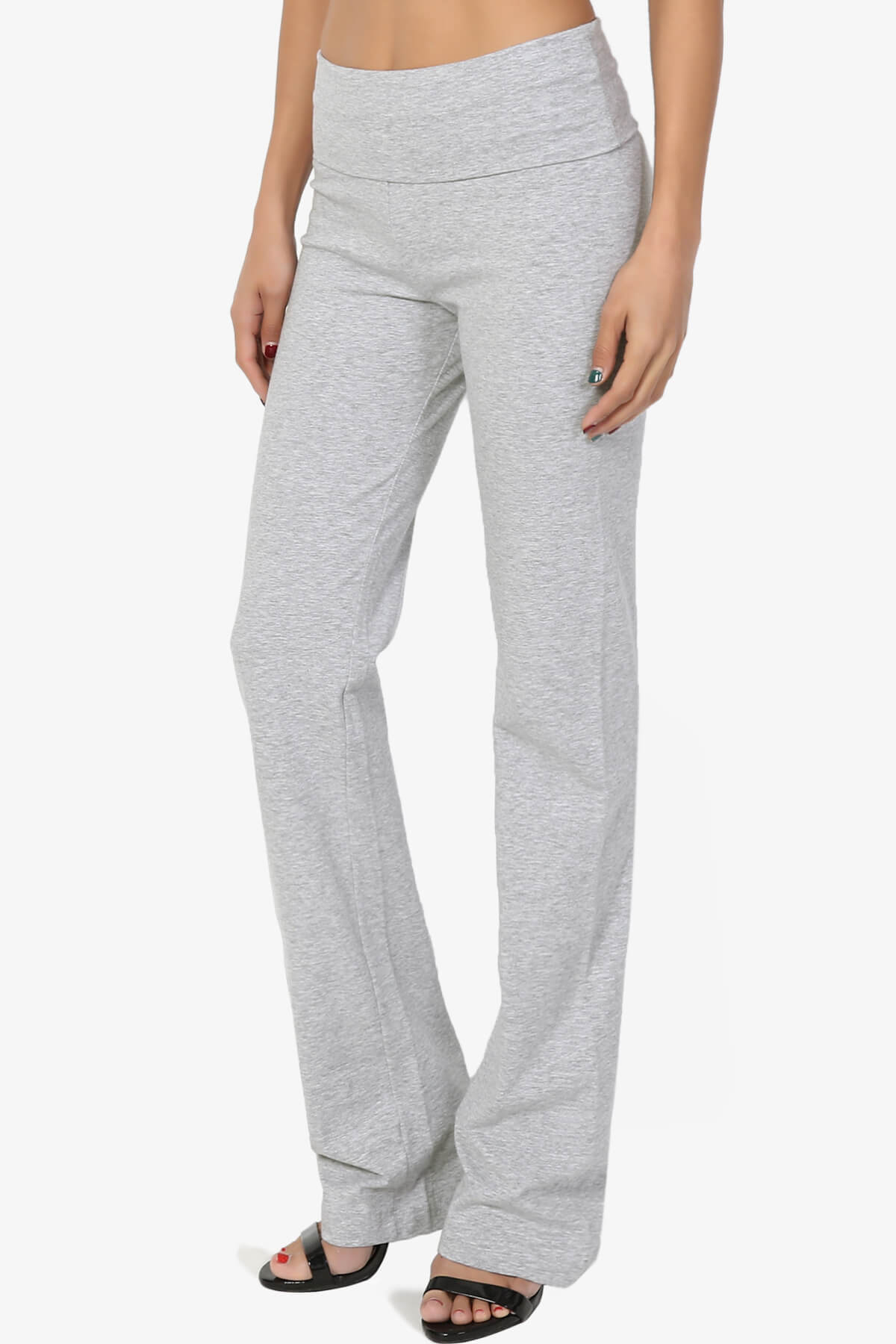 Sara Foldover Waist Yoga Pants HEATHER GREY_3