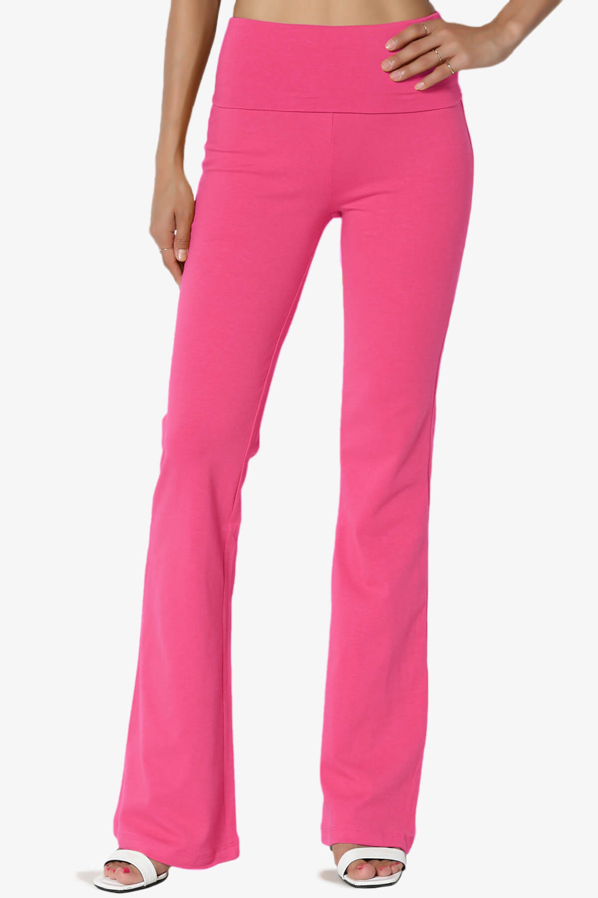 Sara Foldover Waist Yoga Pants HOT PINK_1