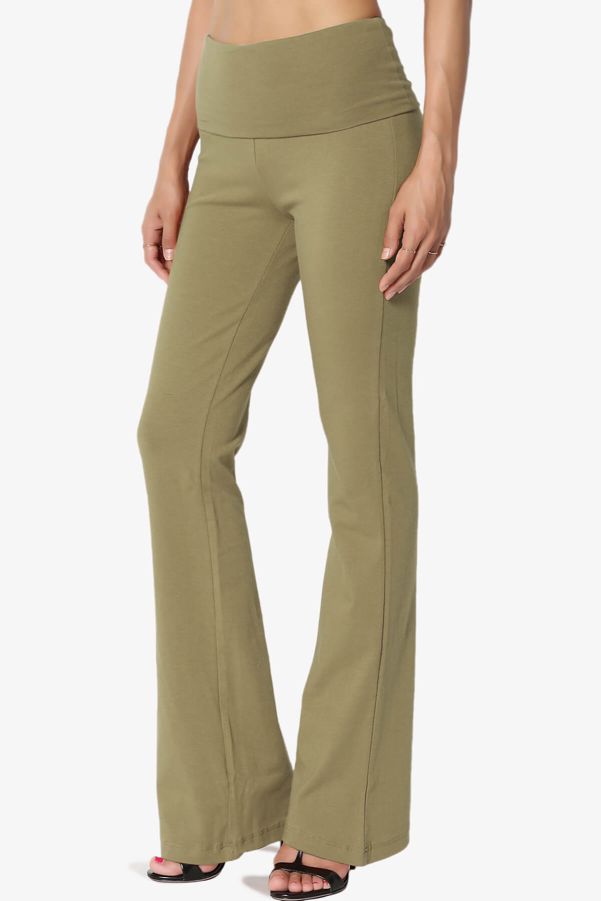 Sara Foldover Waist Yoga Pants KHAKI GREEN_3