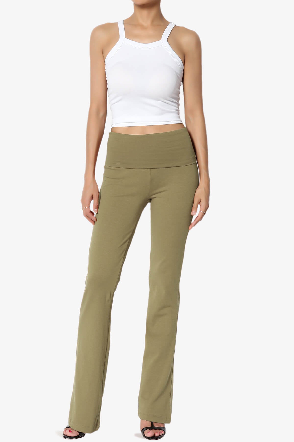 Sara Foldover Waist Yoga Pants KHAKI GREEN_6
