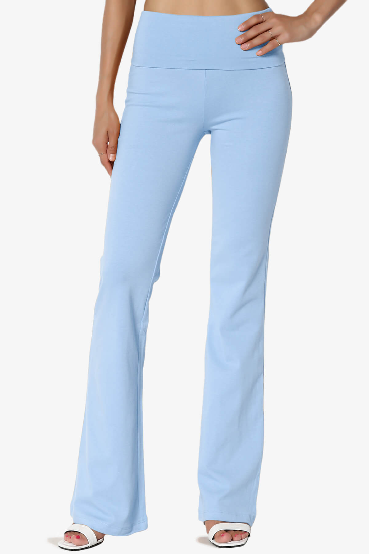 Sara Foldover Waist Yoga Pants LIGHT BLUE_1