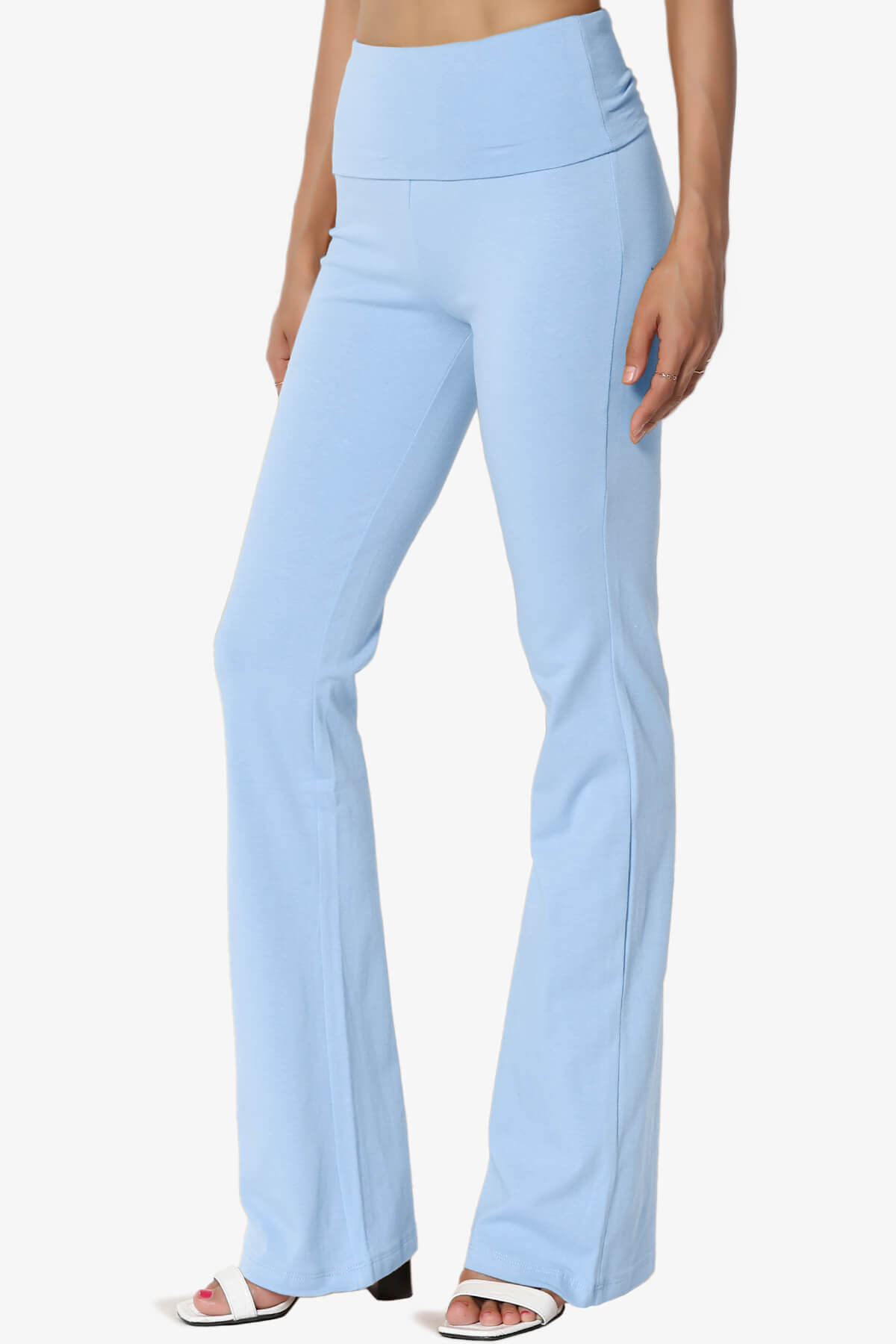 Sara Foldover Waist Yoga Pants LIGHT BLUE_3