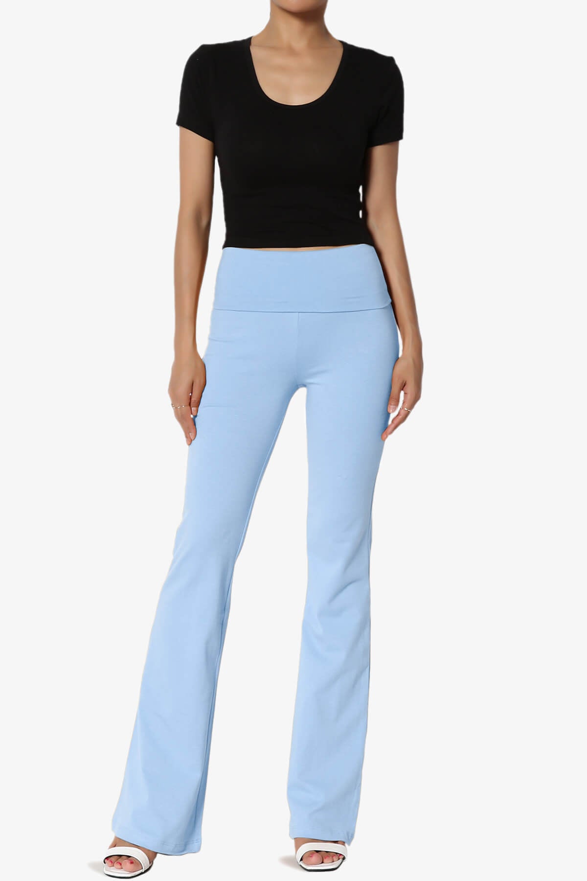 Sara Foldover Waist Yoga Pants LIGHT BLUE_6