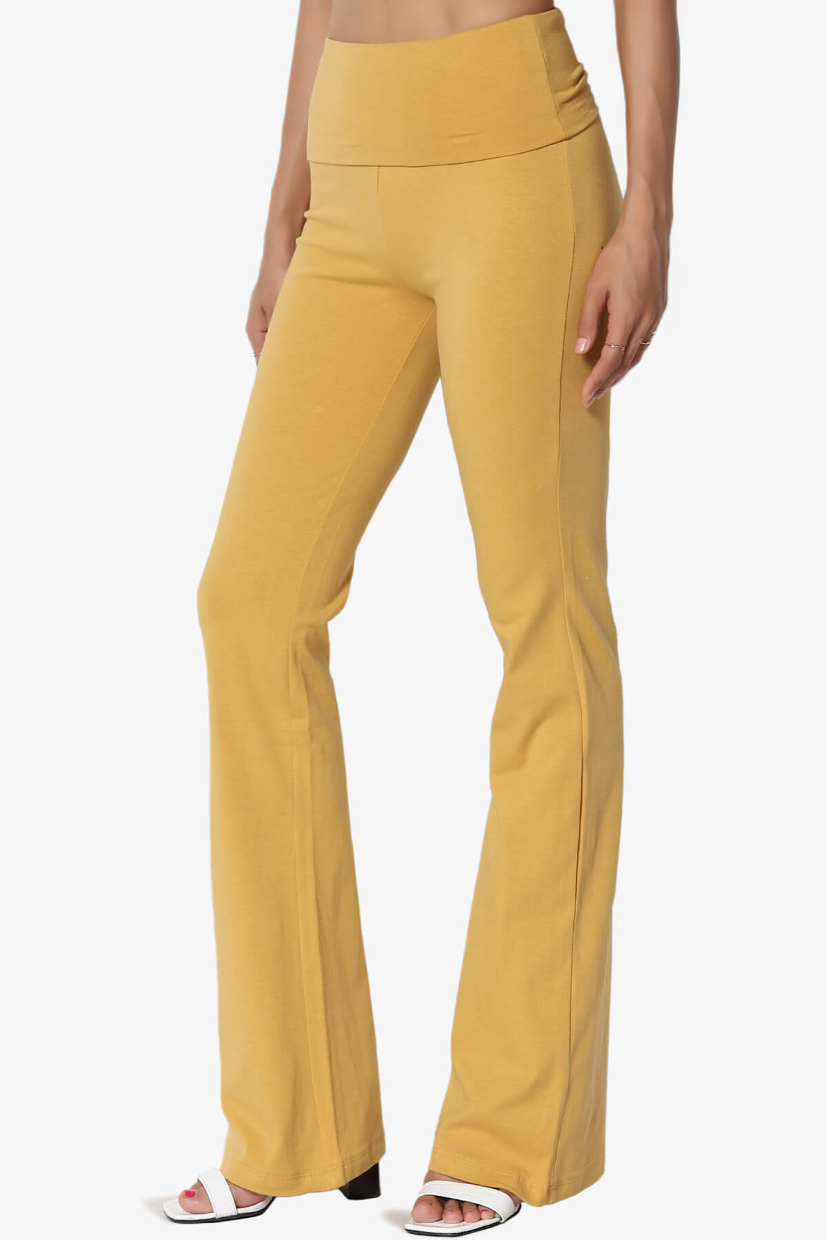 Sara Foldover Waist Yoga Pants LIGHT MUSTARD_3