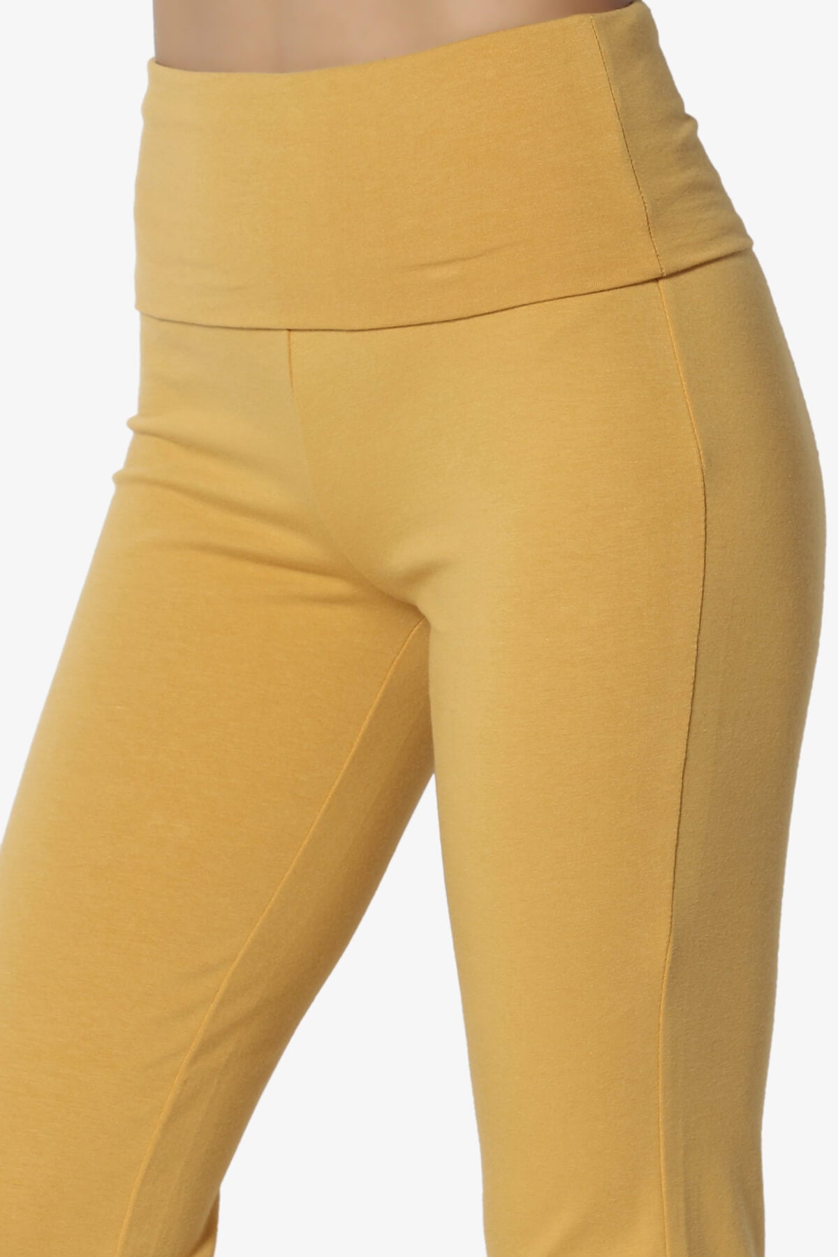 Sara Foldover Waist Yoga Pants LIGHT MUSTARD_5