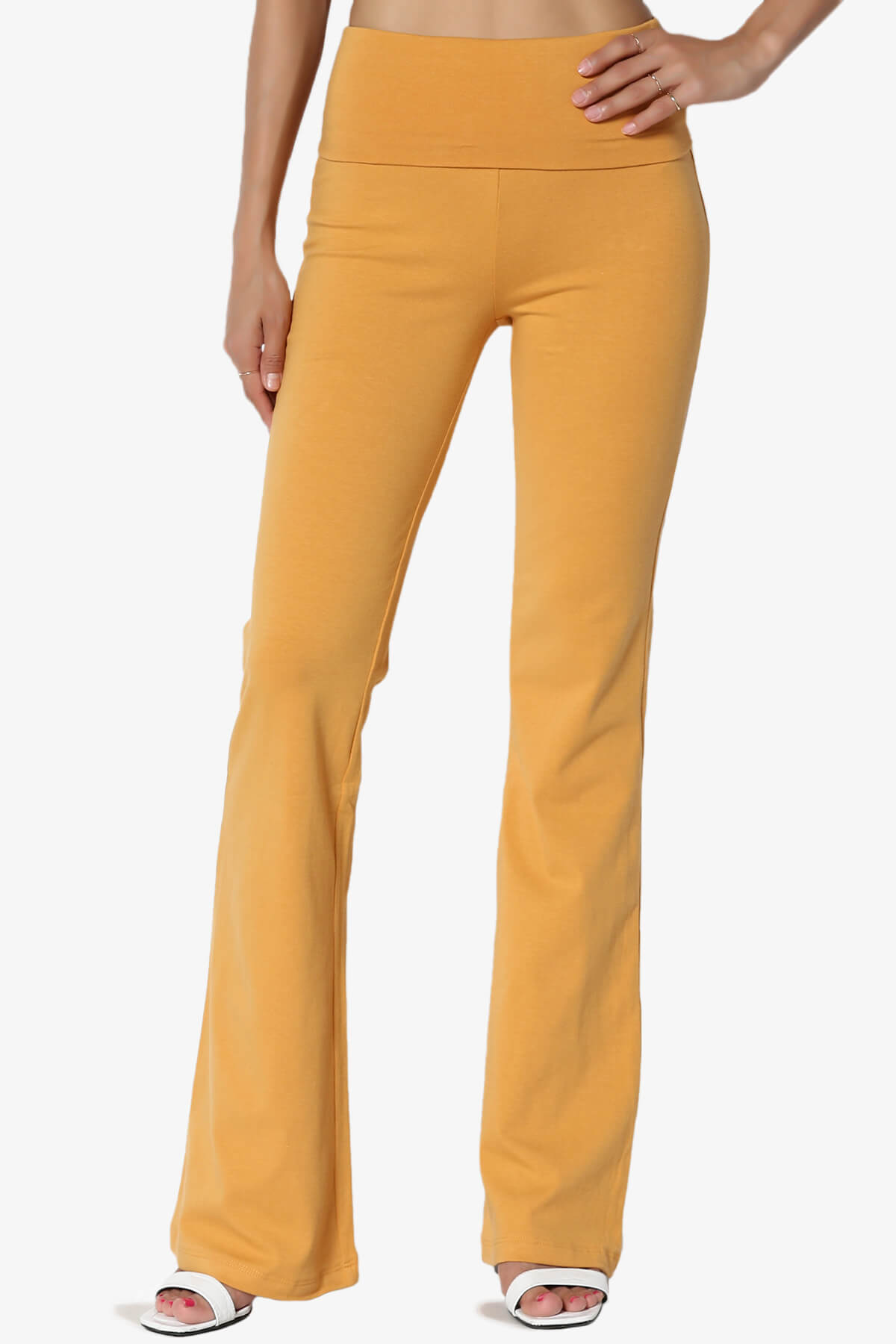 Sara Foldover Waist Yoga Pants MUSTARD_1