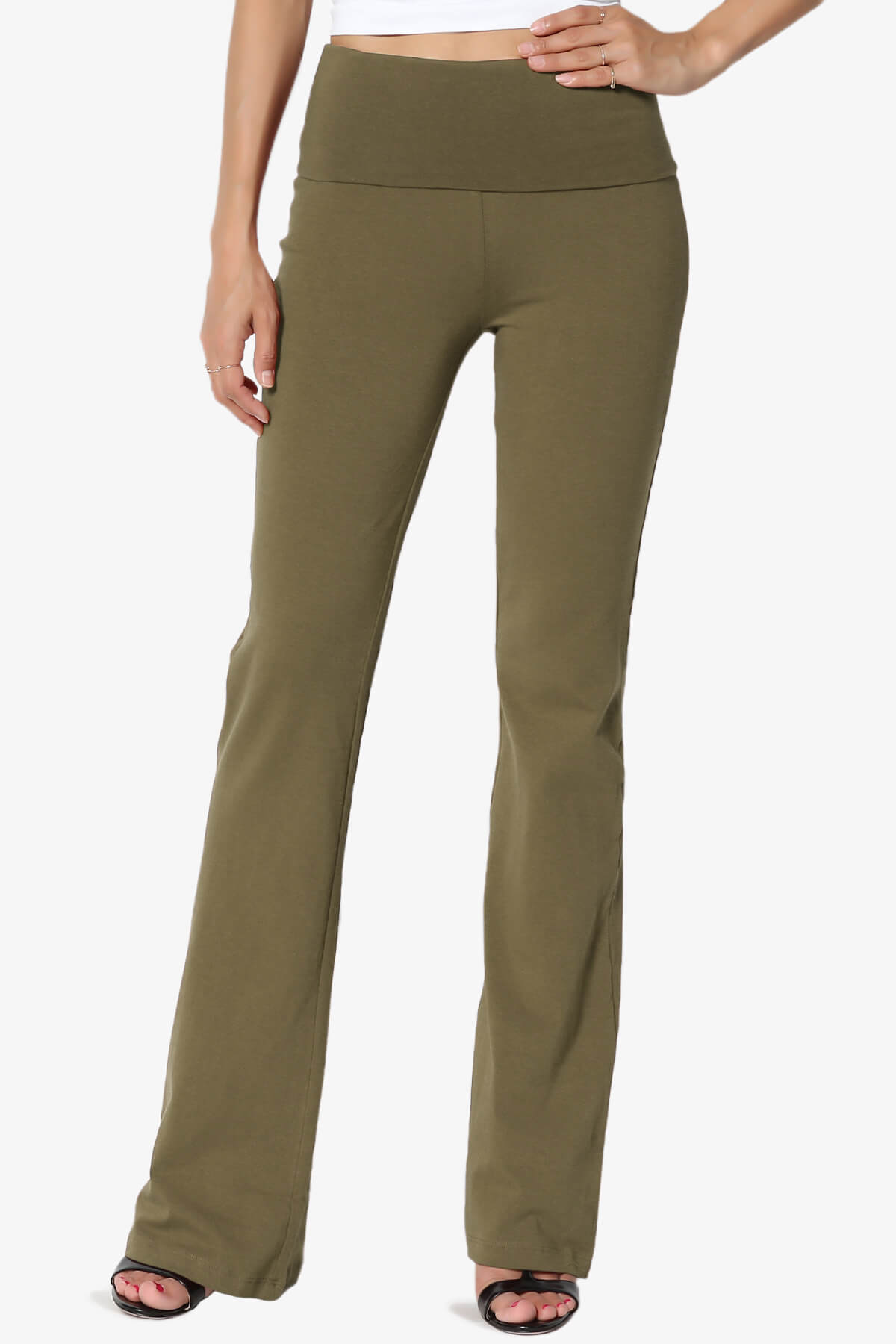 Sara Foldover Waist Yoga Pants OLIVE KHAKI_1