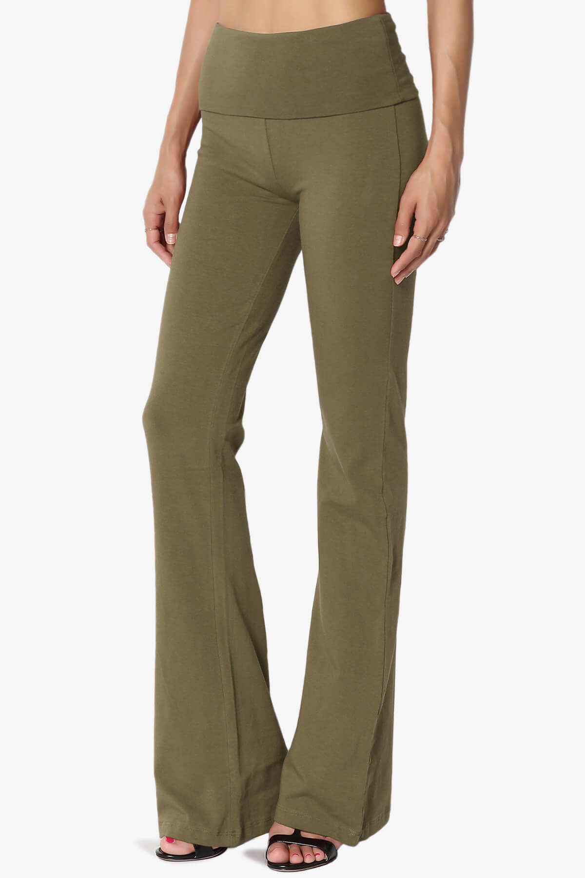 Sara Foldover Waist Yoga Pants OLIVE KHAKI_3