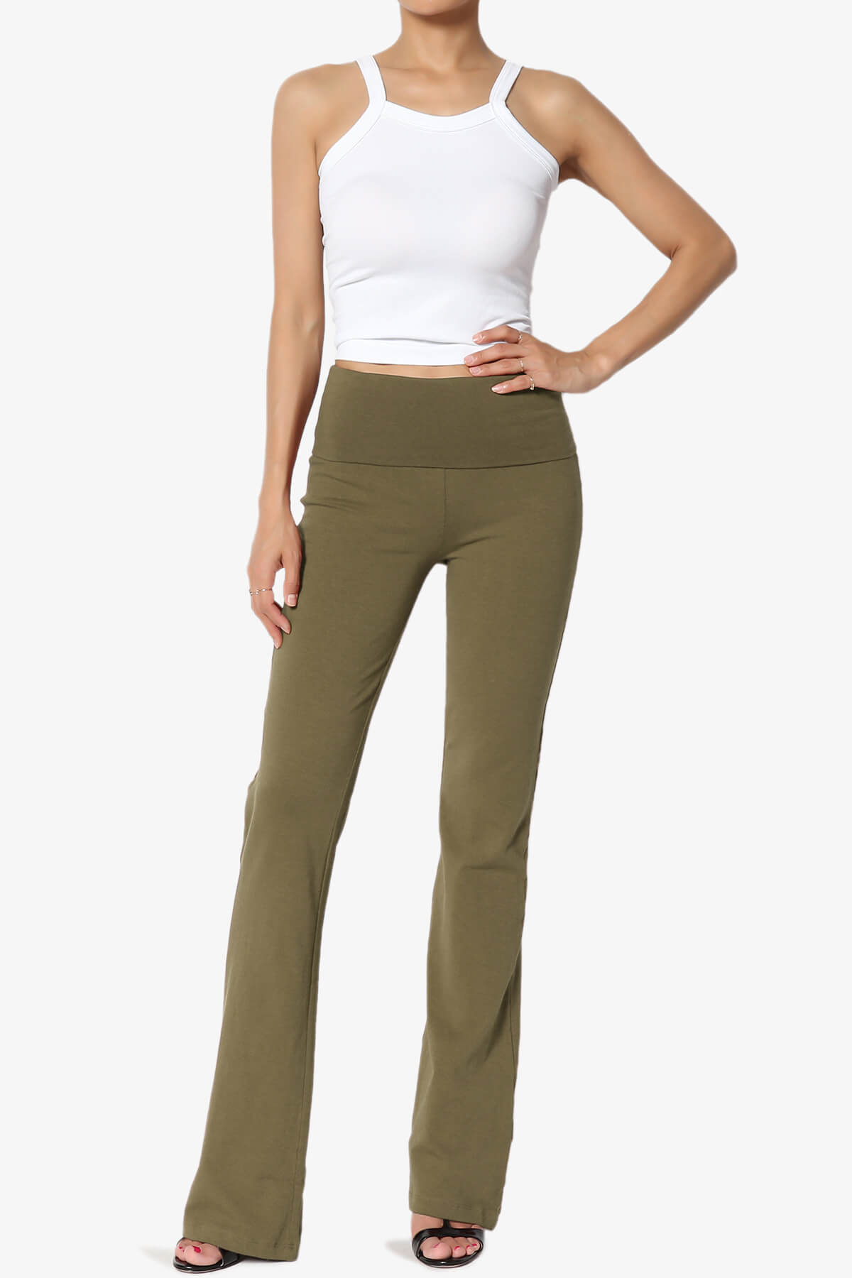 Sara Foldover Waist Yoga Pants OLIVE KHAKI_6