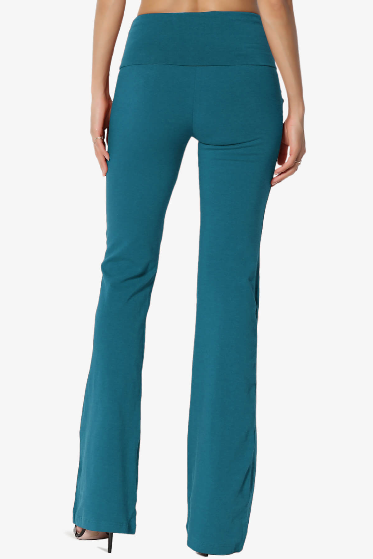 Sara Foldover Waist Yoga Pants TEAL_2