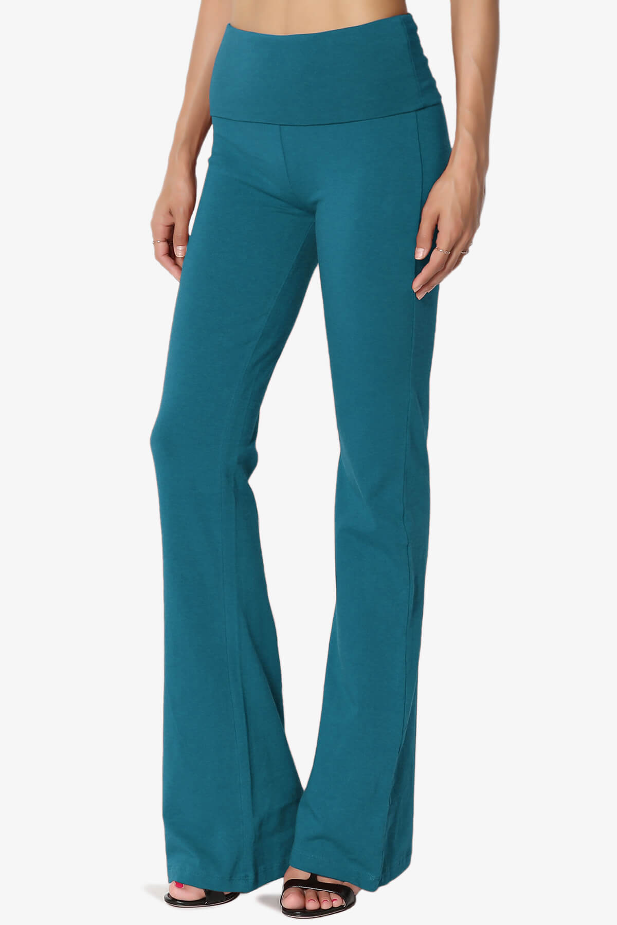 Sara Foldover Waist Yoga Pants TEAL_3