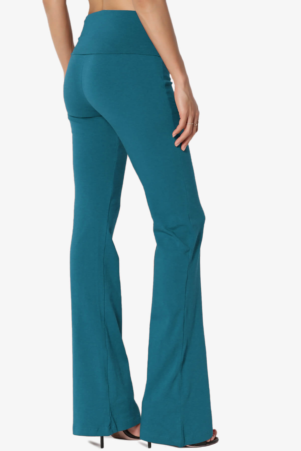 Sara Foldover Waist Yoga Pants TEAL_4