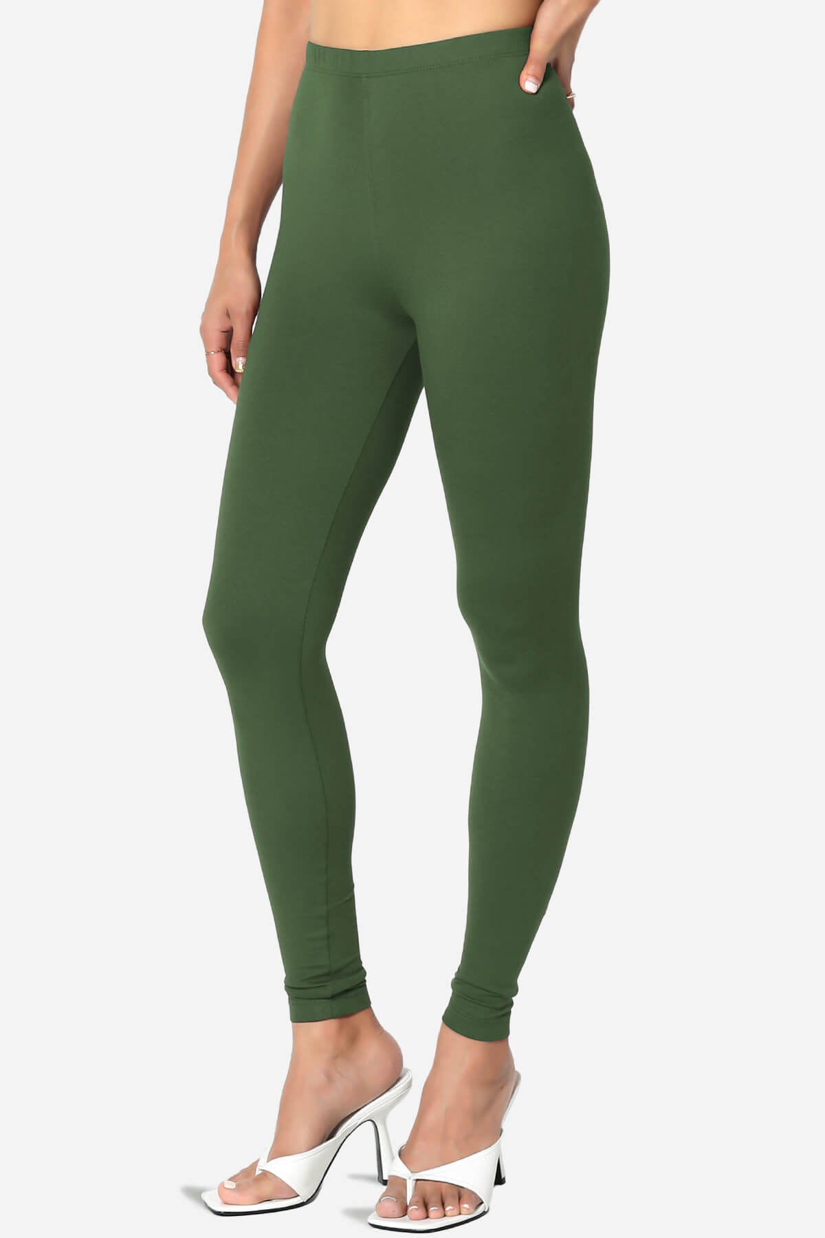 Slimmer Super Soft Comfort Ankle Leggings ARMY GREEN_3