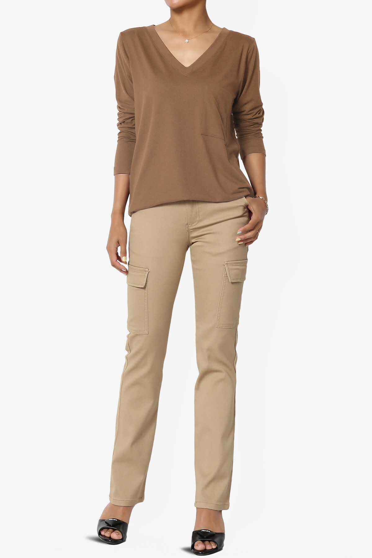 Susan Ultra Soft Chest Pocket Loose Fit T-Shirt DEEP CAMEL_6