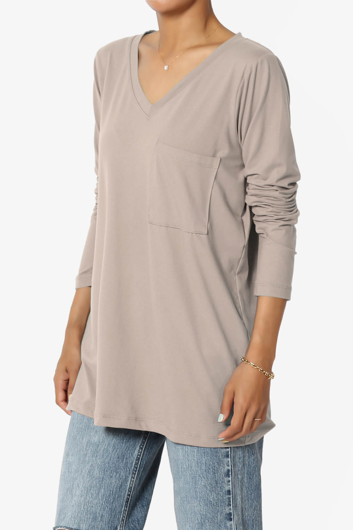 Susan Ultra Soft Chest Pocket Loose Fit T-Shirt LIGHT MOCHA_3