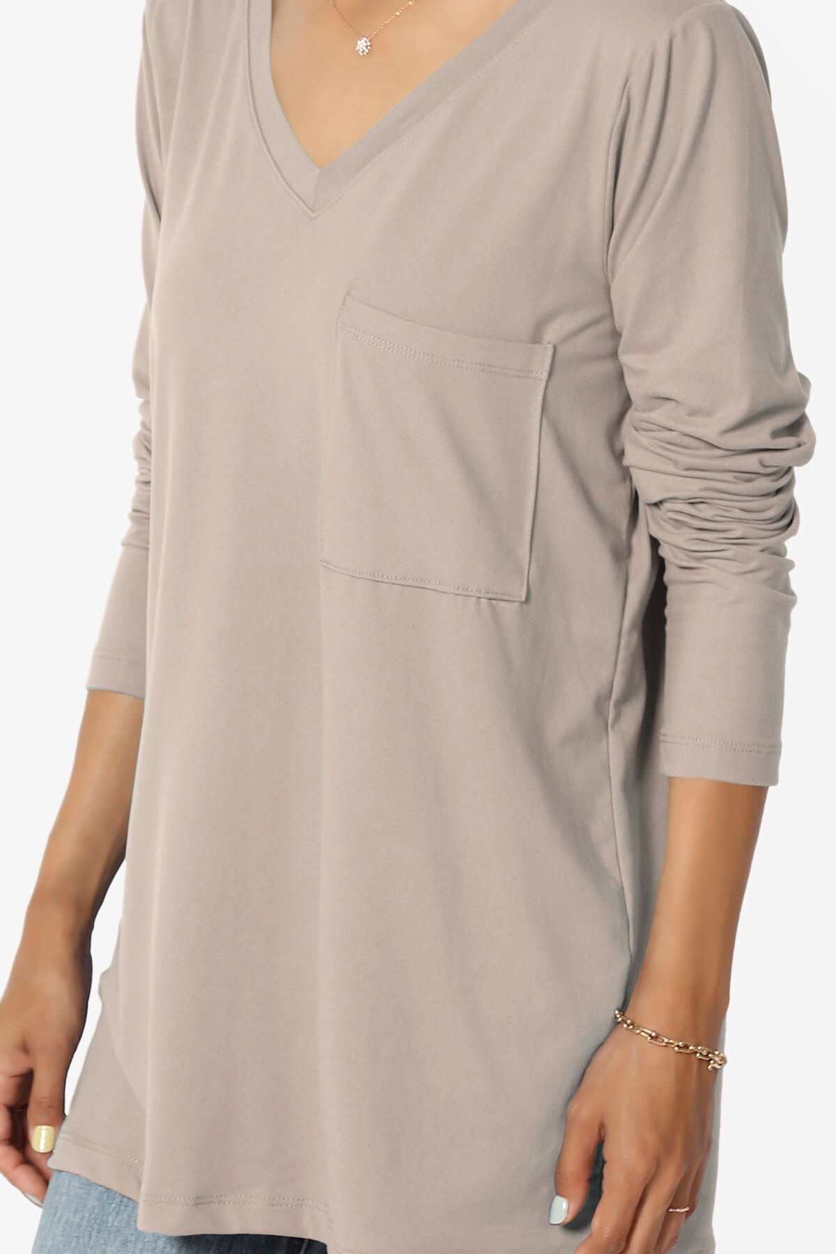 Susan Ultra Soft Chest Pocket Loose Fit T-Shirt LIGHT MOCHA_5
