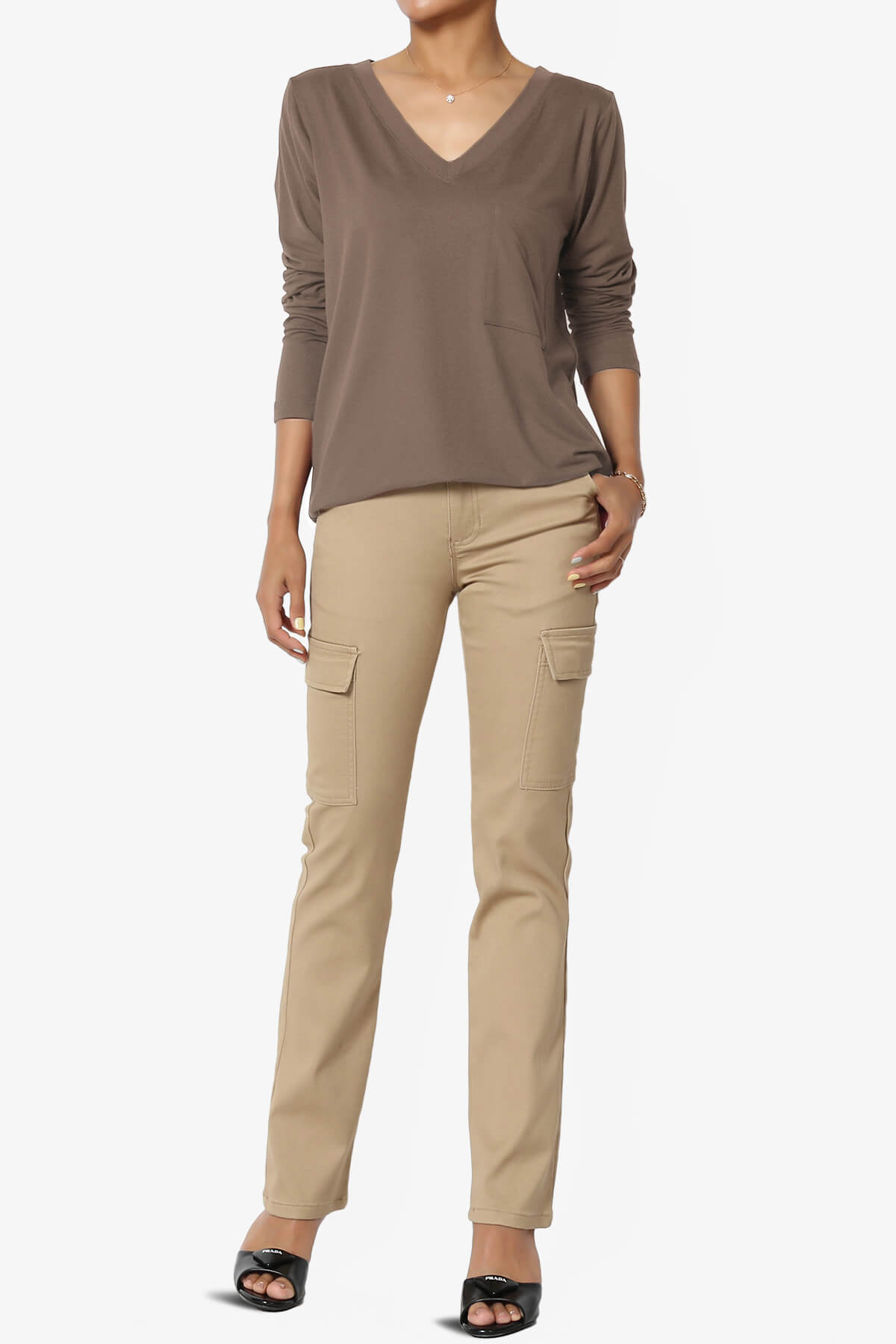 Susan Ultra Soft Chest Pocket Loose Fit T-Shirt MOCHA_6