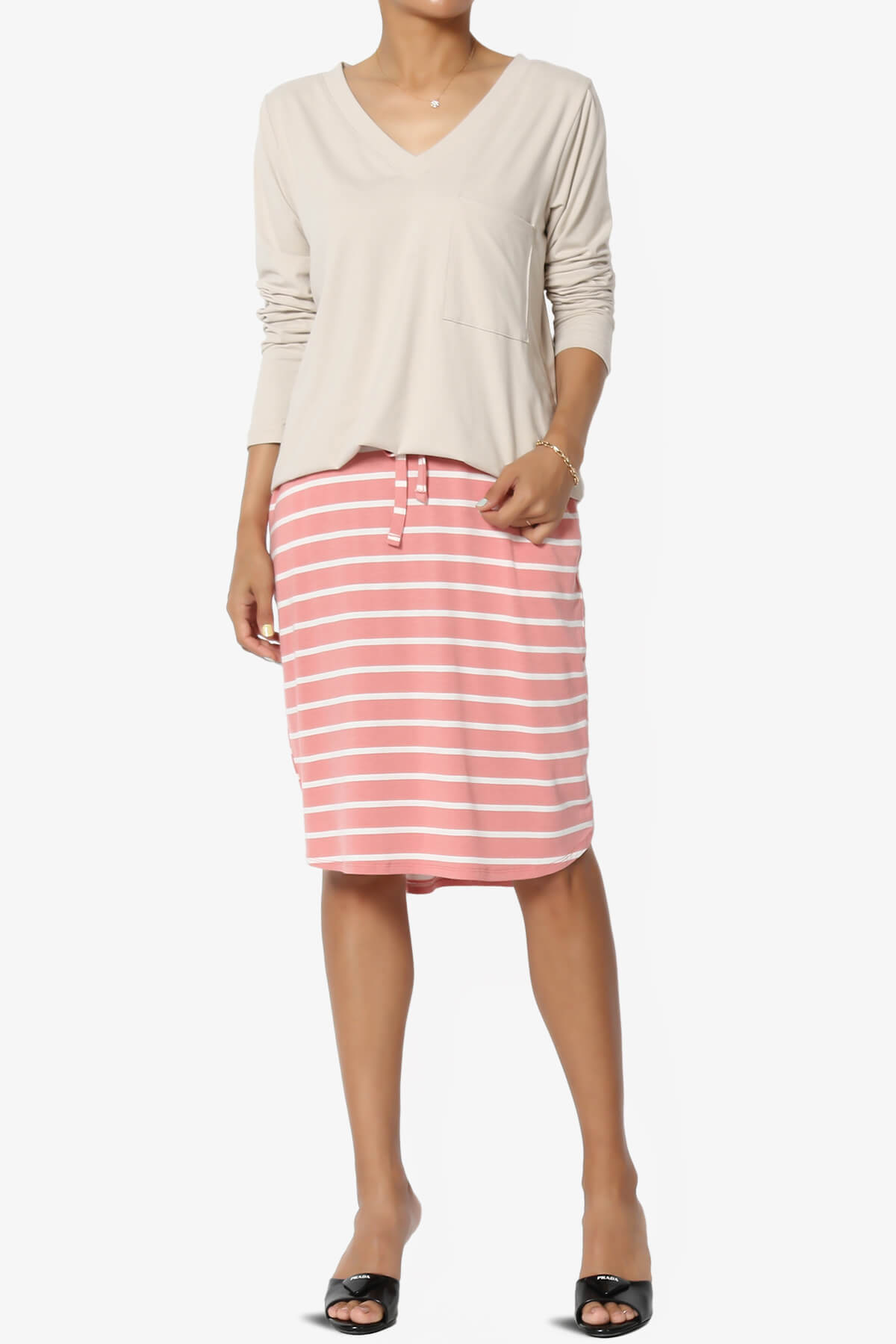 Susan Ultra Soft Chest Pocket Loose Fit T-Shirt SAND BEIGE_6