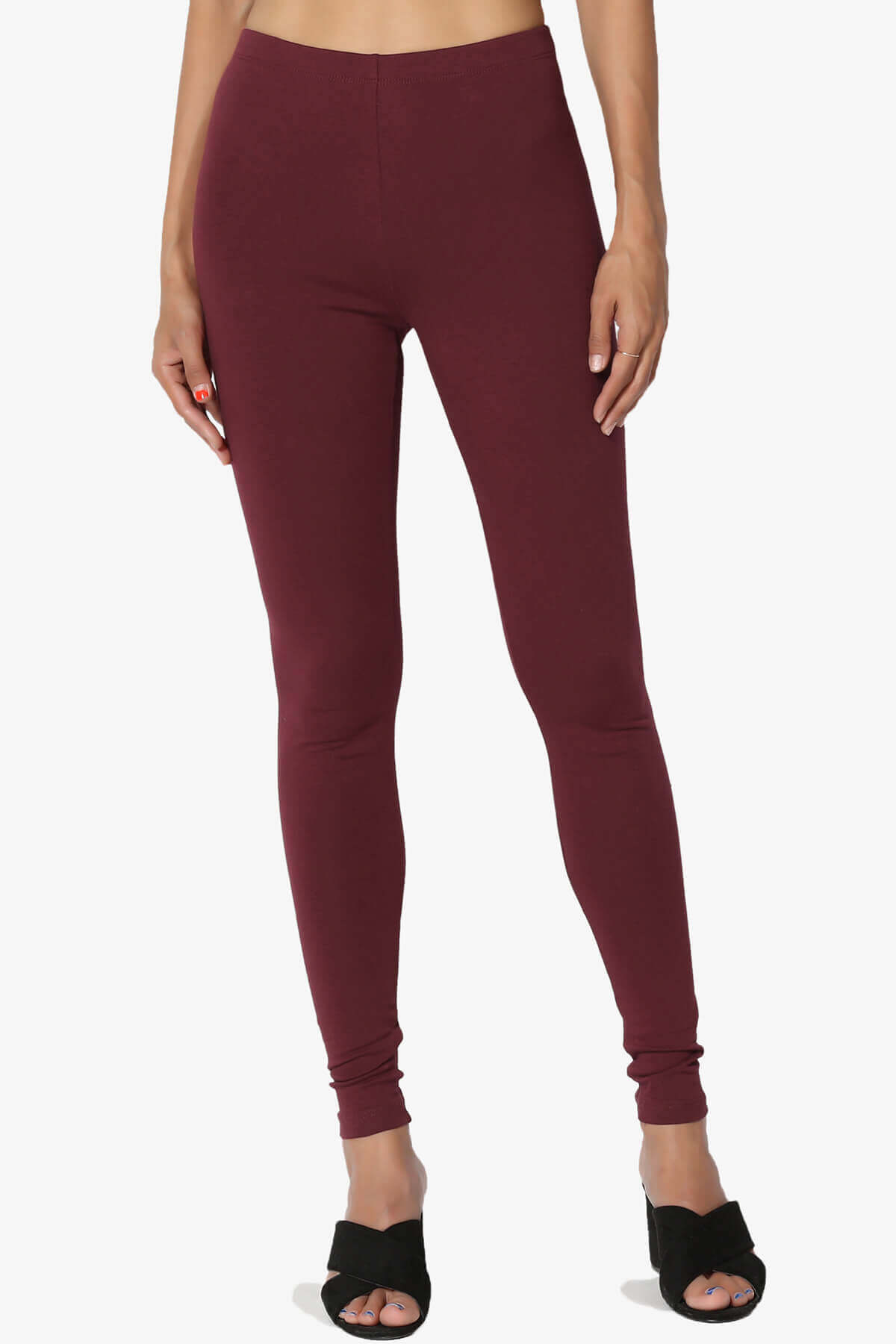 Thalia Cotton Jersey Ankle Leggings DARK BURGUNDY_1