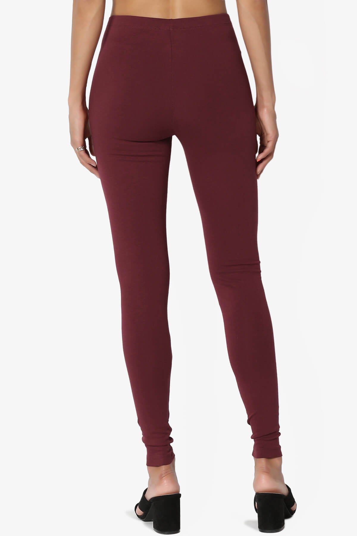 Thalia Cotton Jersey Ankle Leggings DARK BURGUNDY_2
