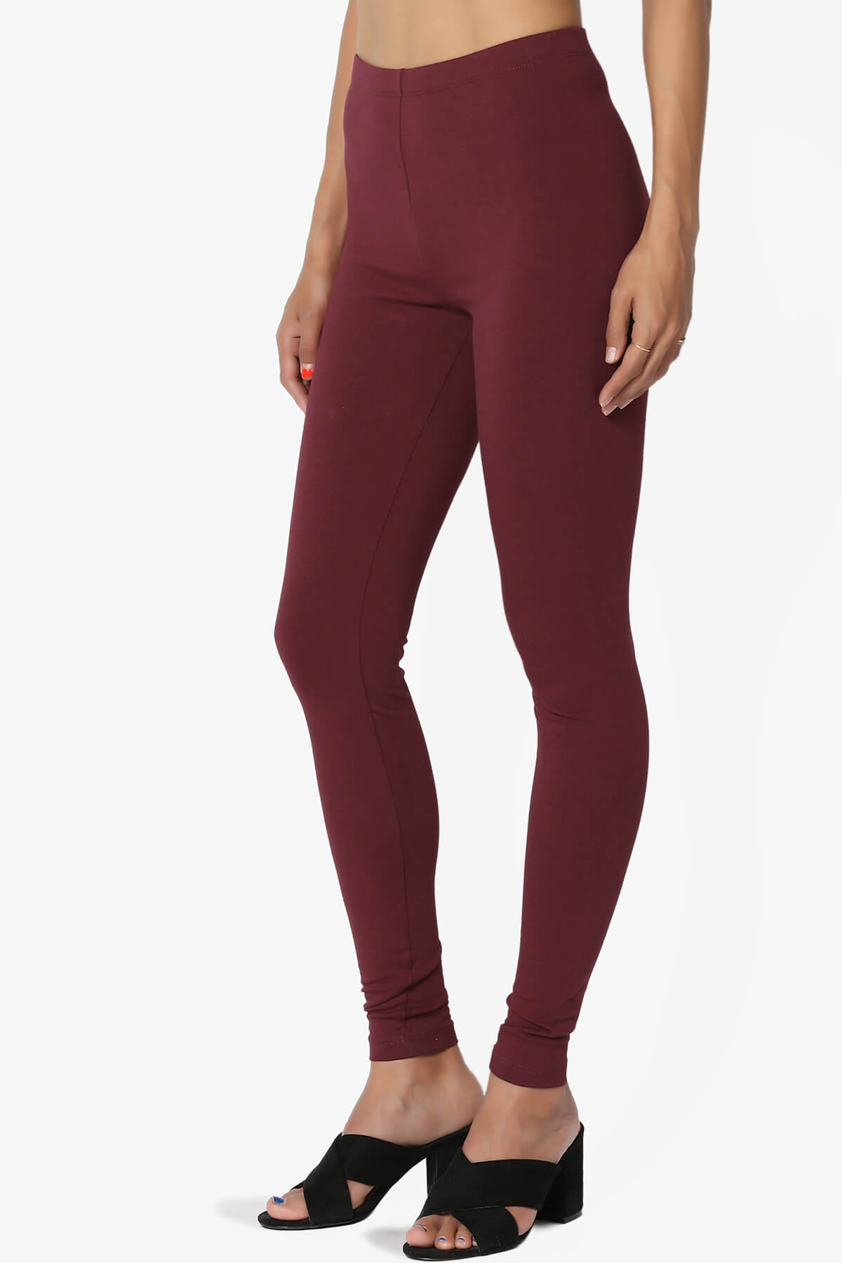 Thalia Cotton Jersey Ankle Leggings DARK BURGUNDY_3