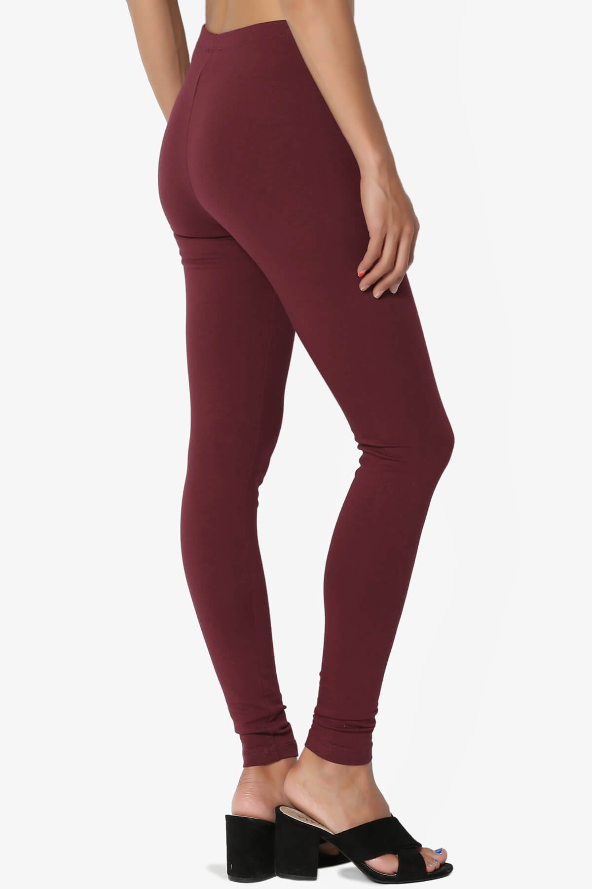 Thalia Cotton Jersey Ankle Leggings DARK BURGUNDY_4
